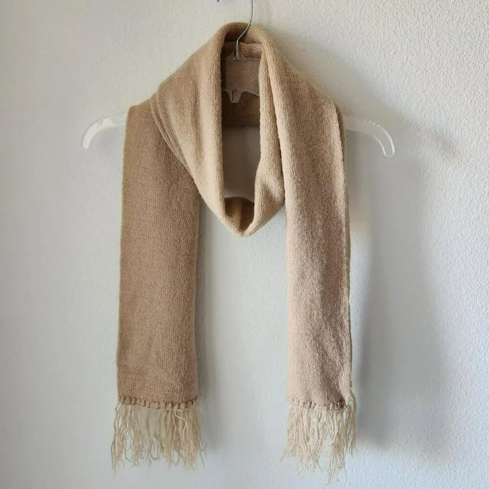Vintage Y2k beige tan scarf minimalist cottage boho Preppy Norm Core Classic